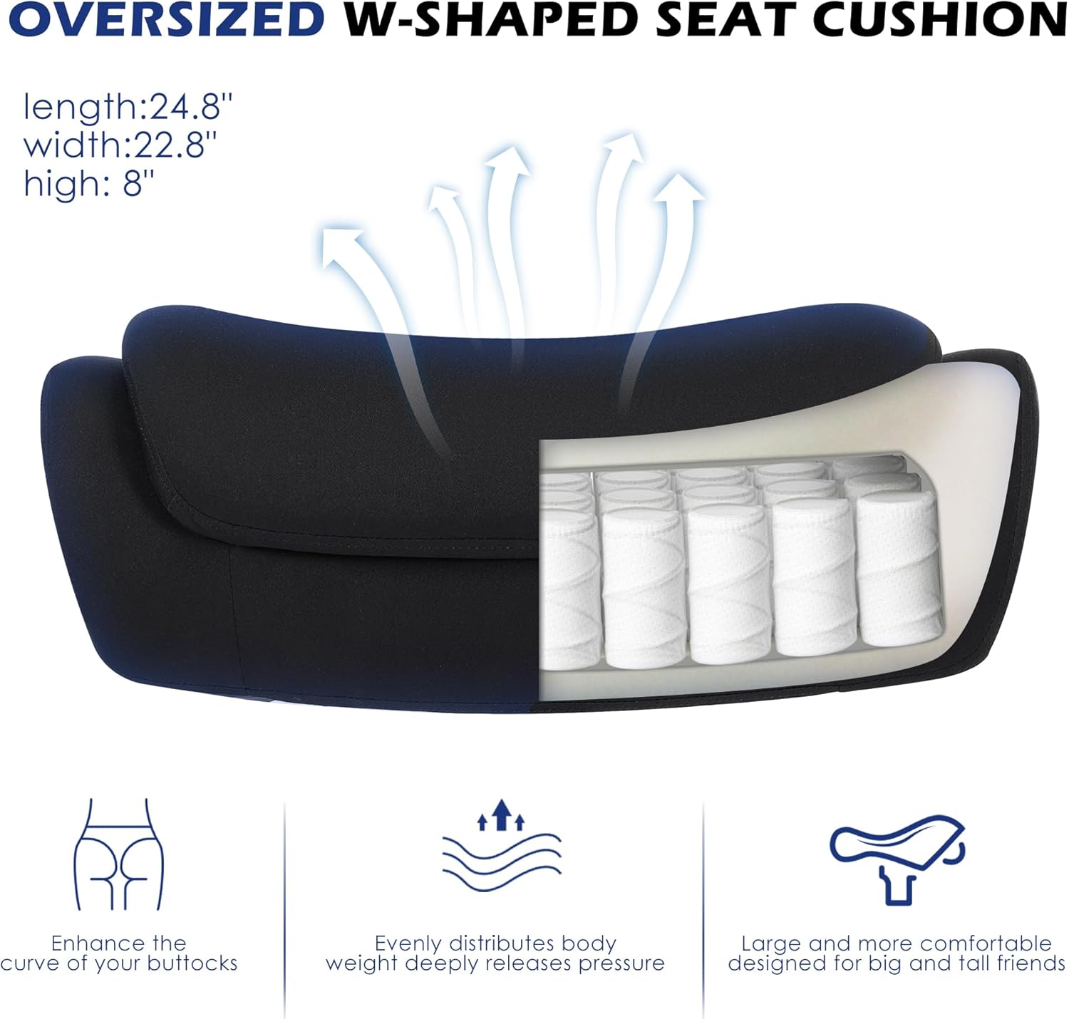BOSMILLER Big and Tall Office Chair with Wide Thick Seat Cushion for Heavy People,700lbs Ergonomic Mesh Desk Chair with Adjustable Lumbar Support and Headrest, Armrests for Adults Sitting All Day