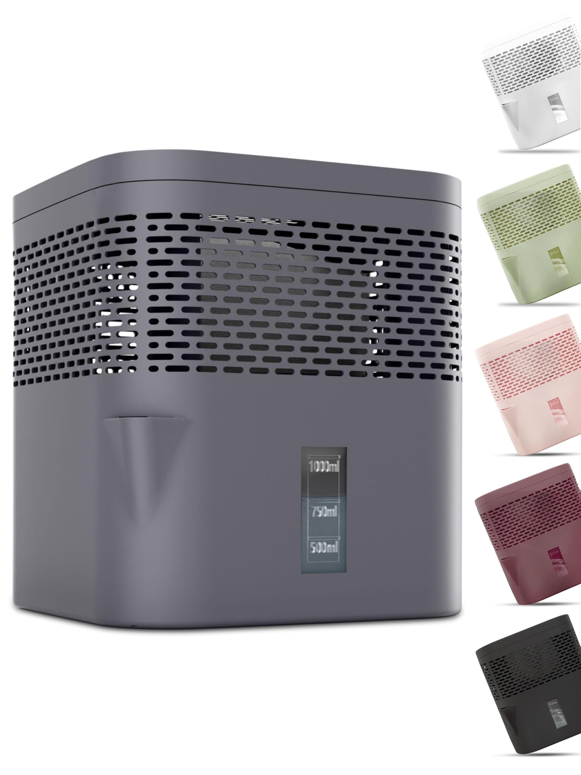 BonAura® AirOne Lite Dehumidifier without Electricity with 360° Ventilation, Room Dehumidifier with Spout and 450 g Dehumidifier Granules, Room Dehumidifier for Bathroom and Kitchen up to 16 m² (Grey)