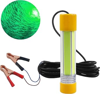 OROOTL Underwater Fishing Light Super Bright 16000 Lumens 21.5W 12V LED Night Fishing Light Deep Drop Fish Lamp Fishing Bait Finder for Shrimp Prawns Squid Boat Dock, Green