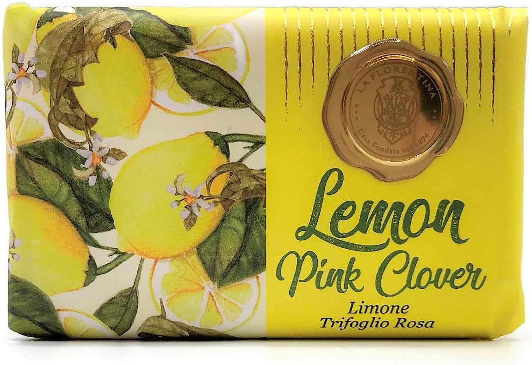 La Florentina Lemon Pink Clover Italian Luxury Bath Soap 9.7 ounces
