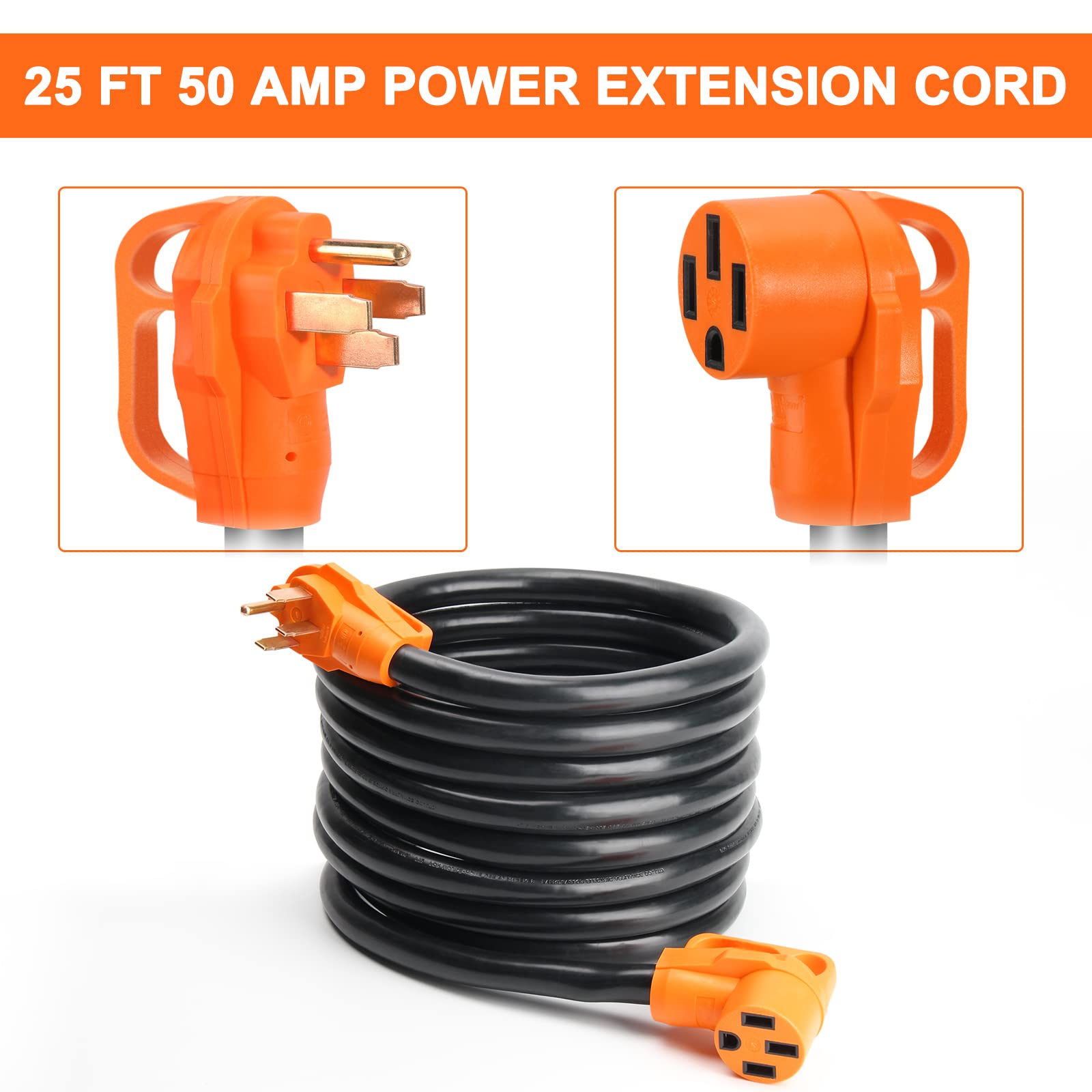 OPL5 50Amp RV/EV Power Extension Cord 25FT, Heavy Duty NEMA 14-50P