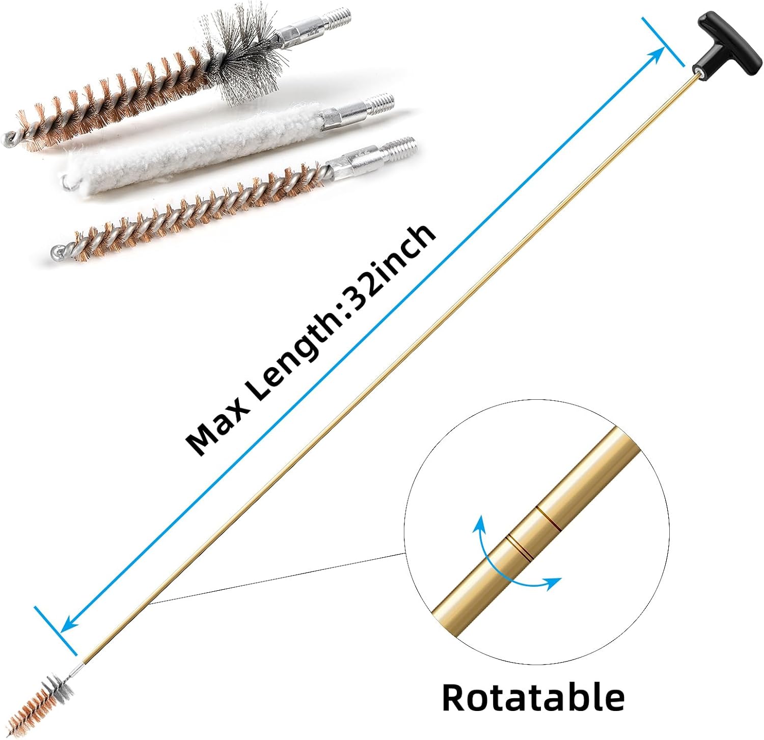 Universal Gun Cleaning Kit for .22 .223Cal 5.56mm .22LR Rifle Pistol, Bore Chamber Brush,Bore Mop,Gun Snake,Star Chamber Cleaning Pads,Brass Rods in Zippered Compact Case