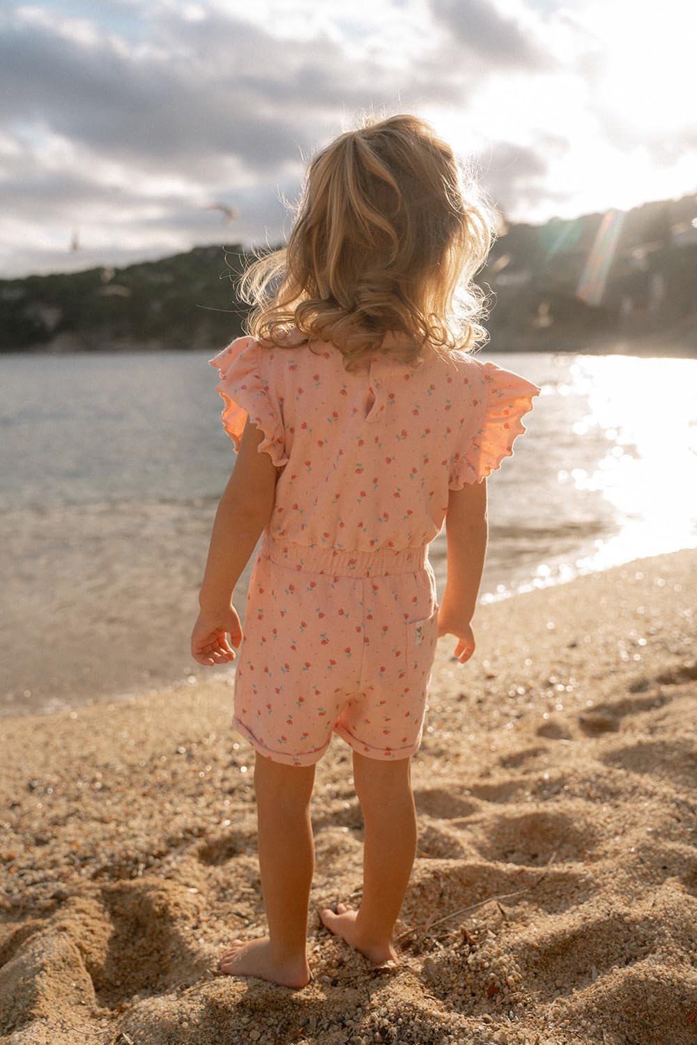 Little Dutch CL25034411 Jumpsuit ärmellos mit Rüschen Frottee - Sunny Flowers Blush (Gr. 86/92)