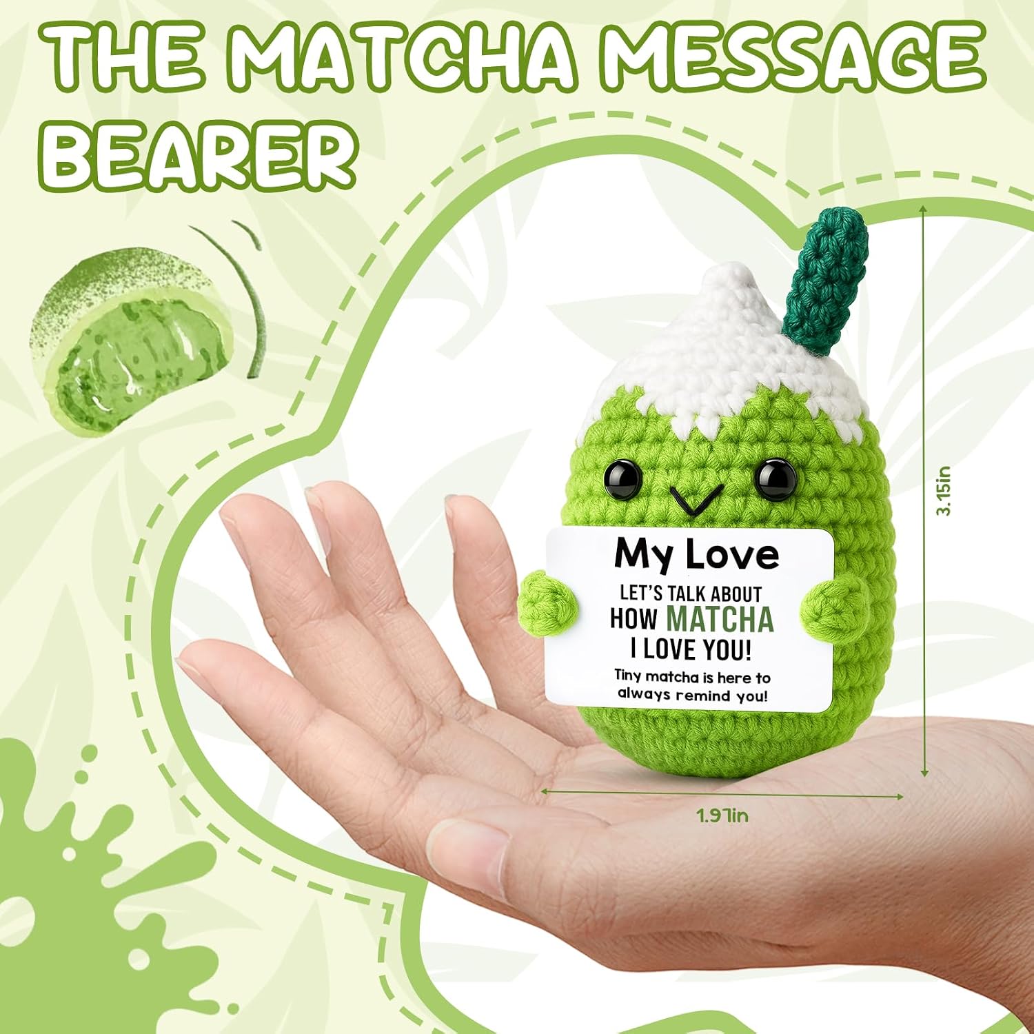 Gifts for Him He How Matcha I Love You Crochet Plush Desk Decor, Funny Valentine's Day Anniversary, Cute Handmade Food Pun Love Gift Idea for Boyfriend Girlfriend
