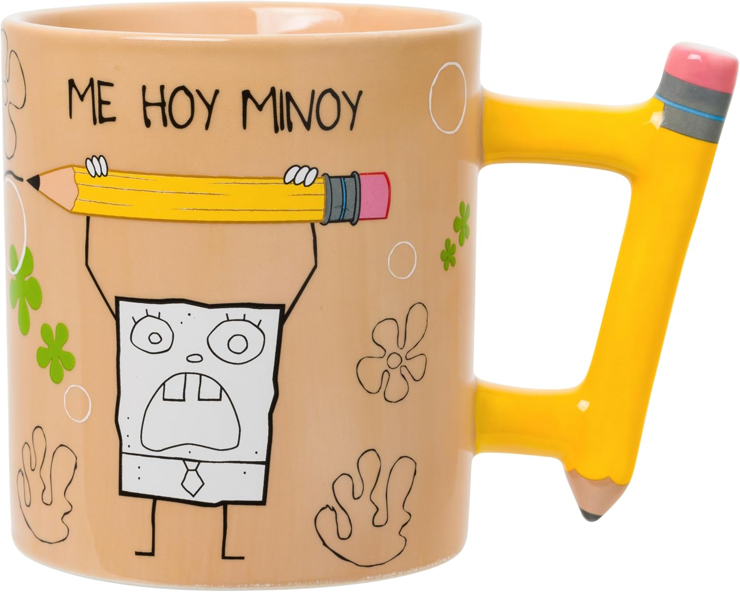 Silver Buffalo Spongebob Squarepants Doodle Bob 20oz Sculpted Handle Ceramic Mug