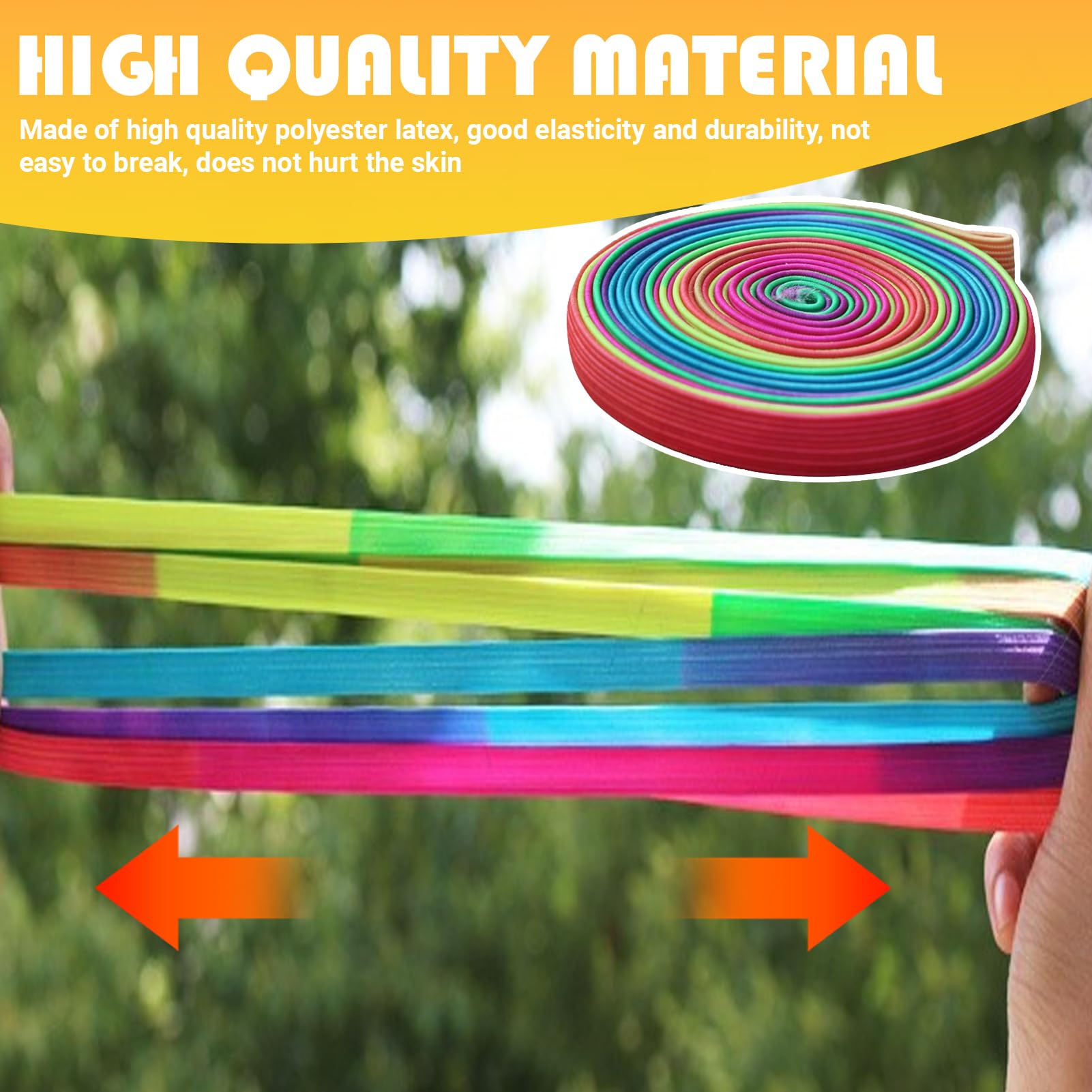 KLEINTOBER I Premium Gomma elastica per bambini, gomma per saltare I Twister I giocattoli per interni ed esterni I nastro arcobaleno I con istruzioni per giocare
