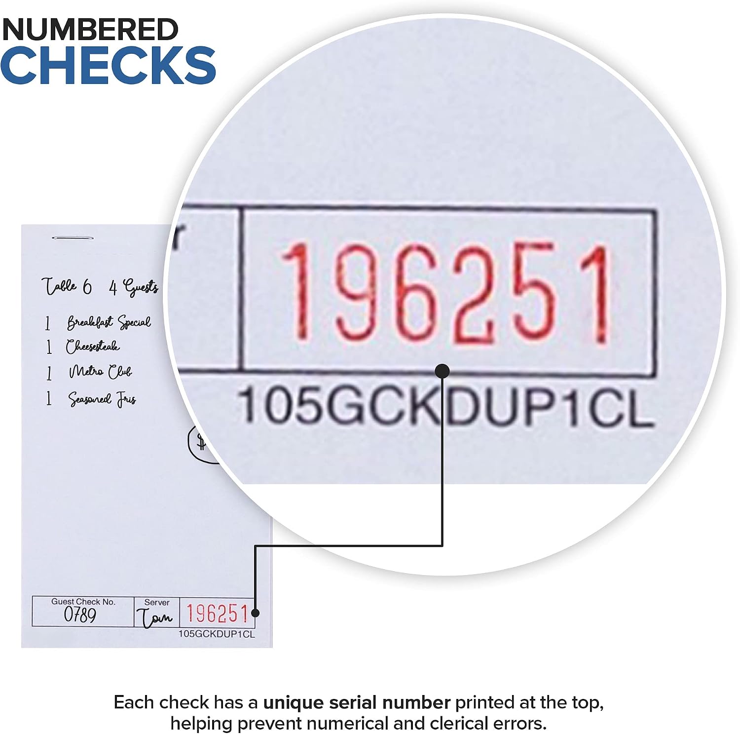 3.5 x 6 Blank White Guest Check Pads (10 Pack) - 1 Part White Paper Guest Check Pads - Detachable Checks - Numbered Server Notepads & Waitress Order Pads - Check Pads for Diners - Stock Your Home