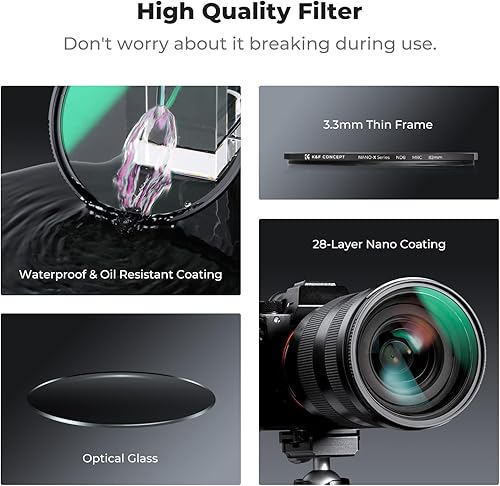 Miniatura 5 de K&F CONCEPT Filtro fijo ND8 de 2.047 in para lente de cámara