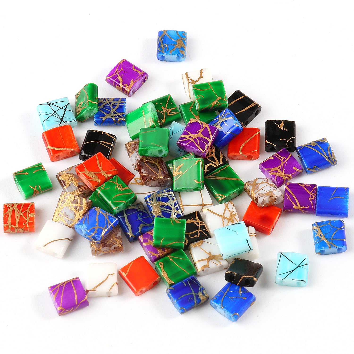 Perles en verre craquelé double trou pour sublimer vos bijoux fait-main cet été