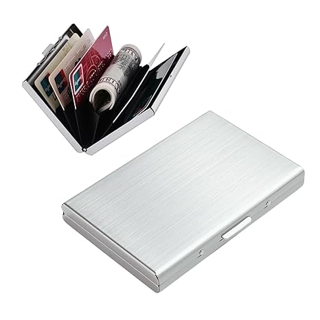 OFIXO Credit Card Holder Protector Stainless Steel Credit Card Wallet Slim Metal Credit Card Case for Women or Men (Mat-Silve)