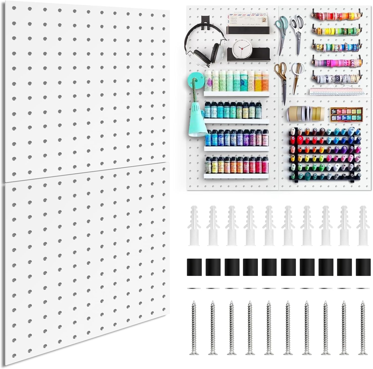 Homanu Peg Board, Metal Pegboard Wall Organizer with