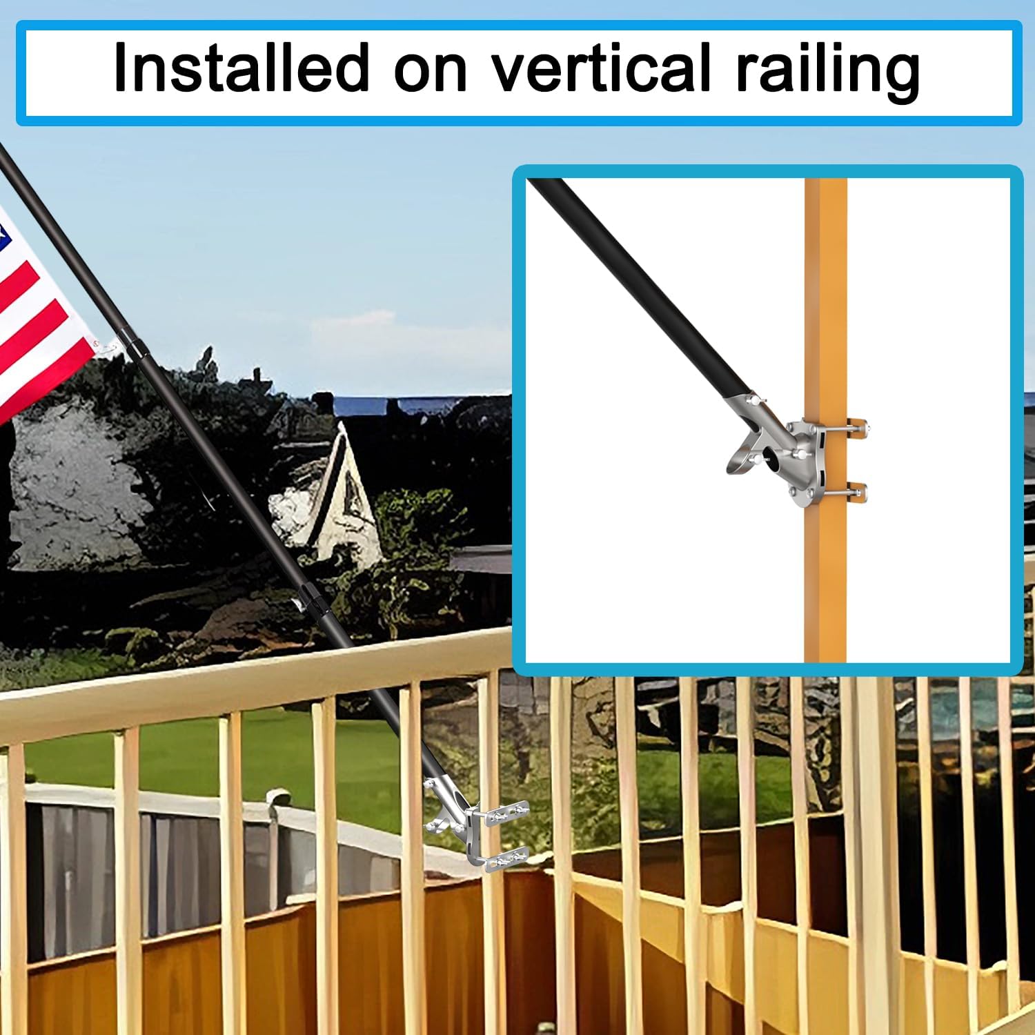 BUJ flagpole Mount for Railing no Drilling flagpole Mount for Railing flagpole Mount for Porch flagpole Mount for Fence