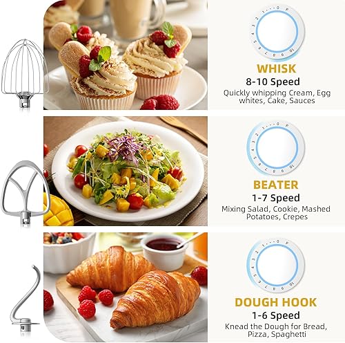 Miniatura 3 de Batidora de pie mejorada para el hogar Peicual de 800 W y 10P de alta velocidad mezclador eléctrico de cocina de 55 cuartos de galón de acero Black,