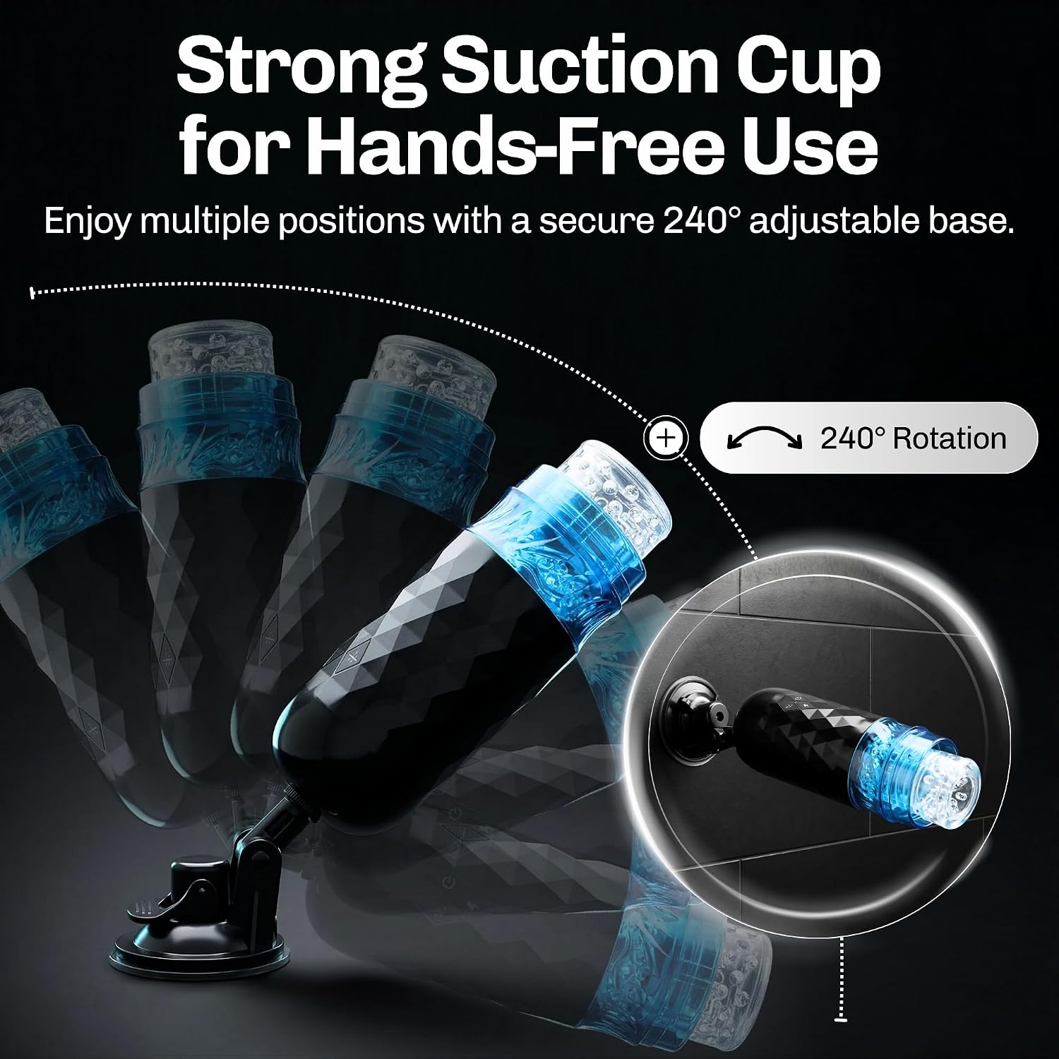 Male Masturbator Pocket Pussy with 7 Rotating & Thrusting Modes – Sex Toys for Men, Hands-Free Male Masterbater with Mounting Base & Electric Thrusting Cup, Penis Pump Male Stroker - Adult Toys