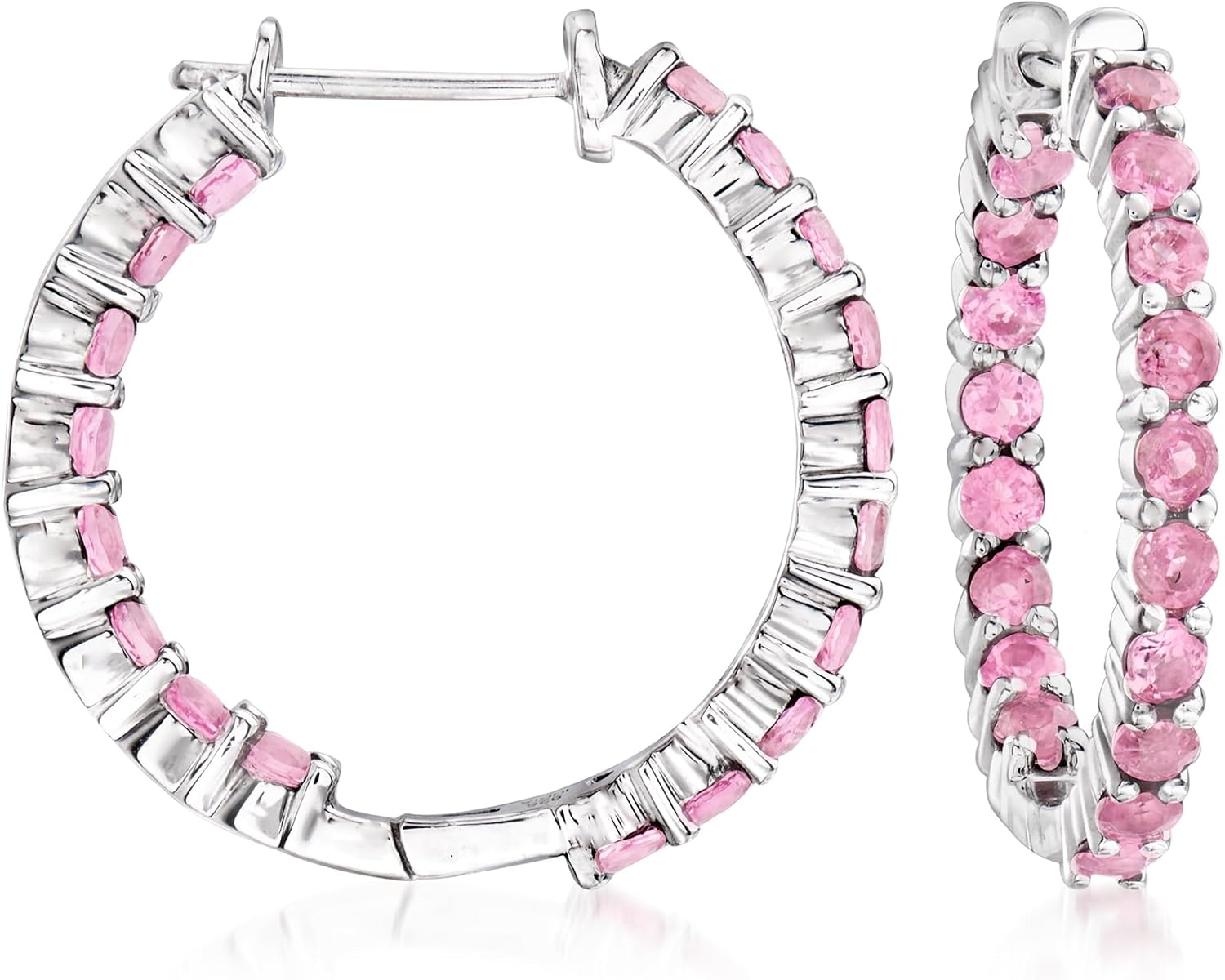 Ross-Simons Gemstone Hoop Earrings in Sterling Silver