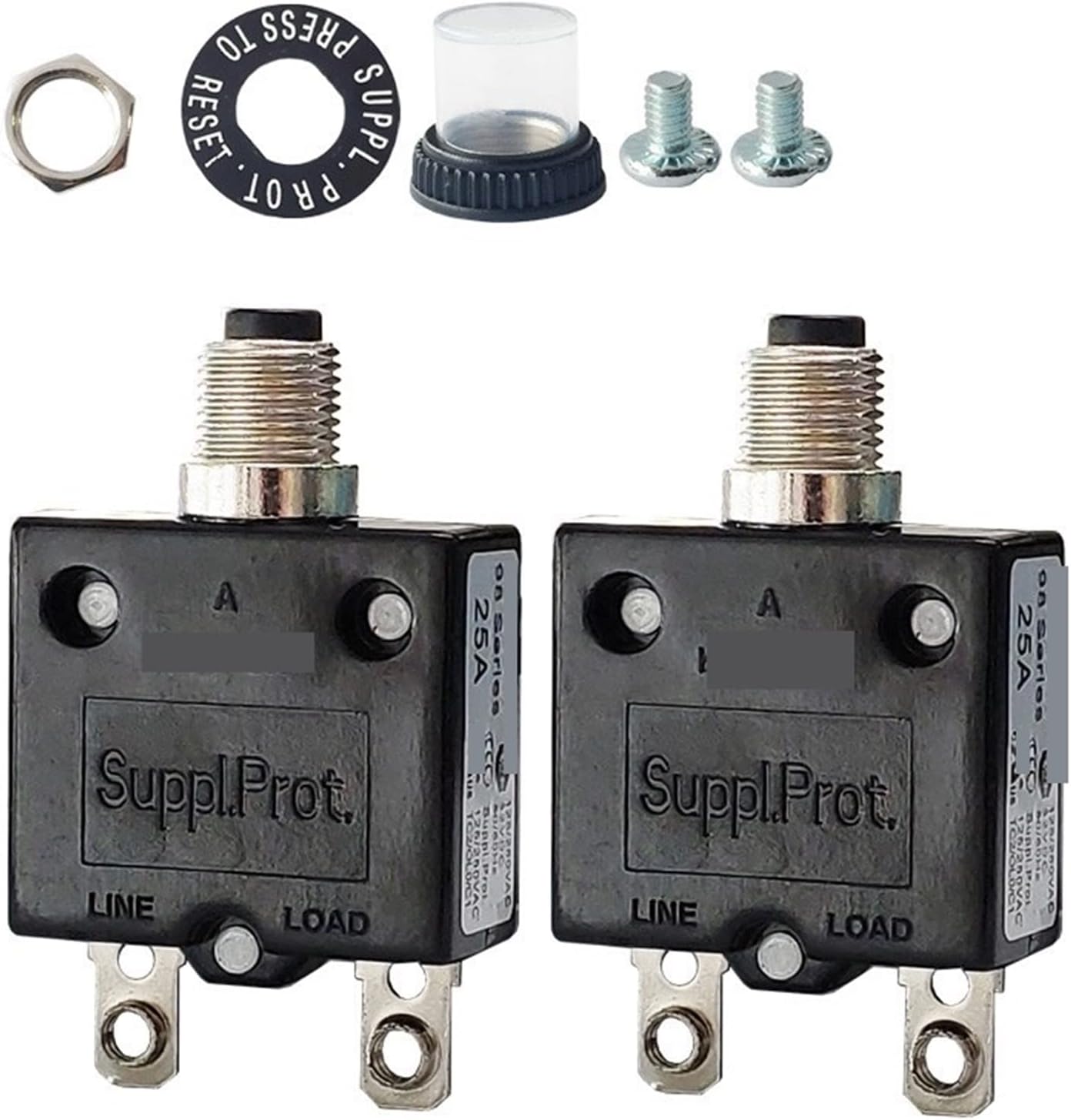 MOBYAT 3A 5A 6A 7A 8A 10A 12A 15A16A18A20A 25A Circuit Breakers Push Button Switch of Micro Thermal Protector with Screw PIN 2Pcs (Size : 7A)