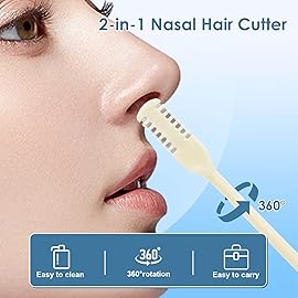 ZKENIRD 12 Pcs 2-in-1 Nasal Hair Cutter, Upgrade Double Sided Nose Hair Knife, 360 Nostril Hair Remover Tool, Nose Hair Trimmer for Men, Nasal Hair Cutter for Men Women, Soft Cleaning Brush (Cream)