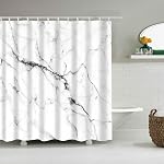 Marble Shower Curtains No Liner, Waterproof Polyester Fabric Shower Curtain Fabric Set with Plastic Hooks for Bathroom Decorations Accessories, Modern Concise Design 72" x 72" (D1023)