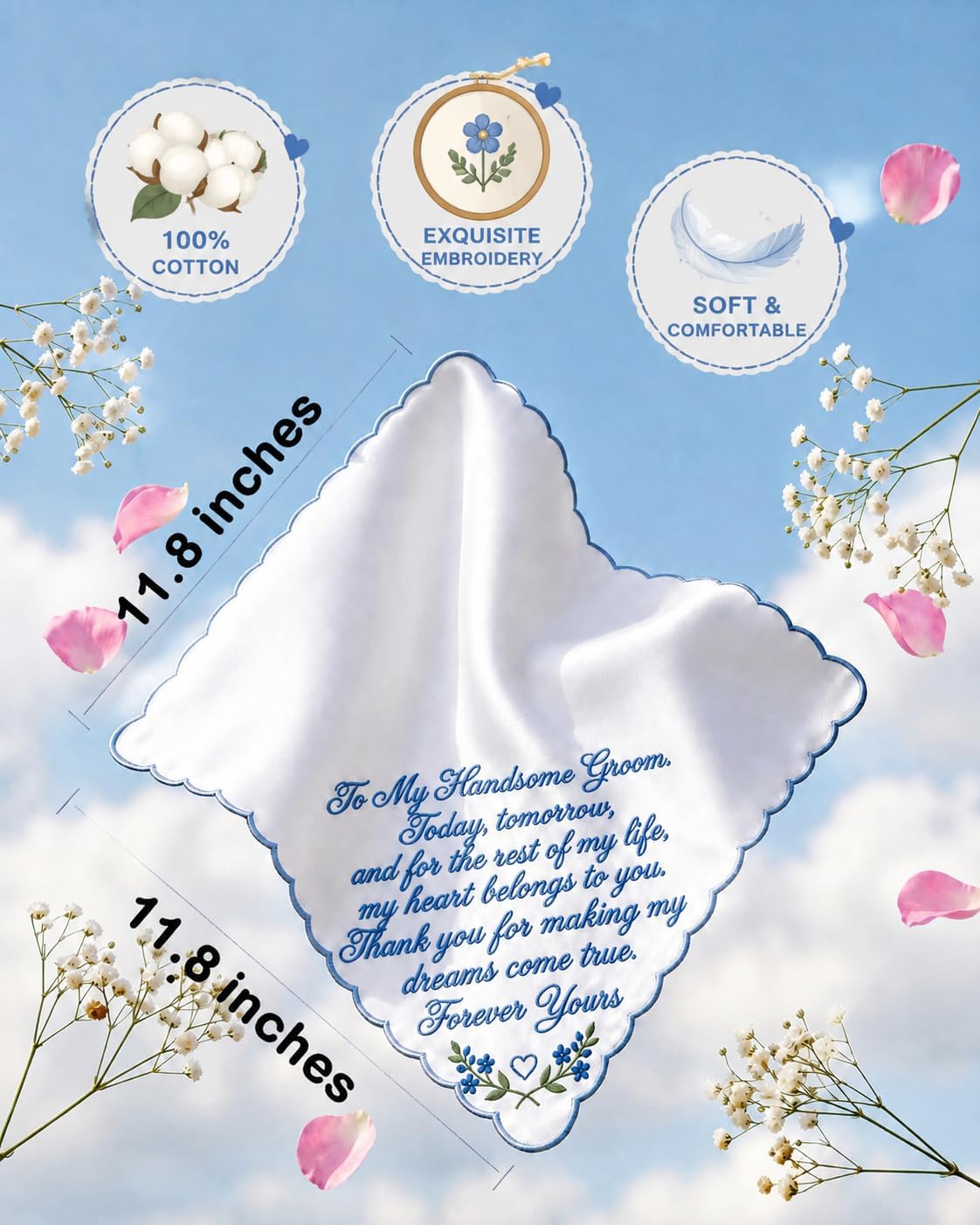 Mother of the Bride Gifts Wedding Ceremony Embroidered Handkerchief