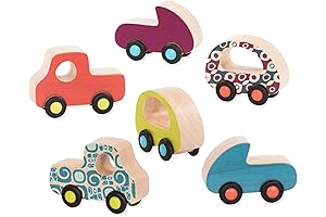 B. toys - 6 Little Wooden Toy Cars: Premium Car Play Set...