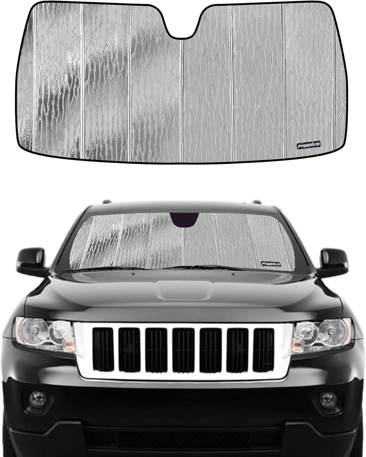 Windshield Sunshade for Jeep Grand Cherokee 2011-2013 Front Window Shade Without Rearview Mirror Mounted Camera - AstraGuard