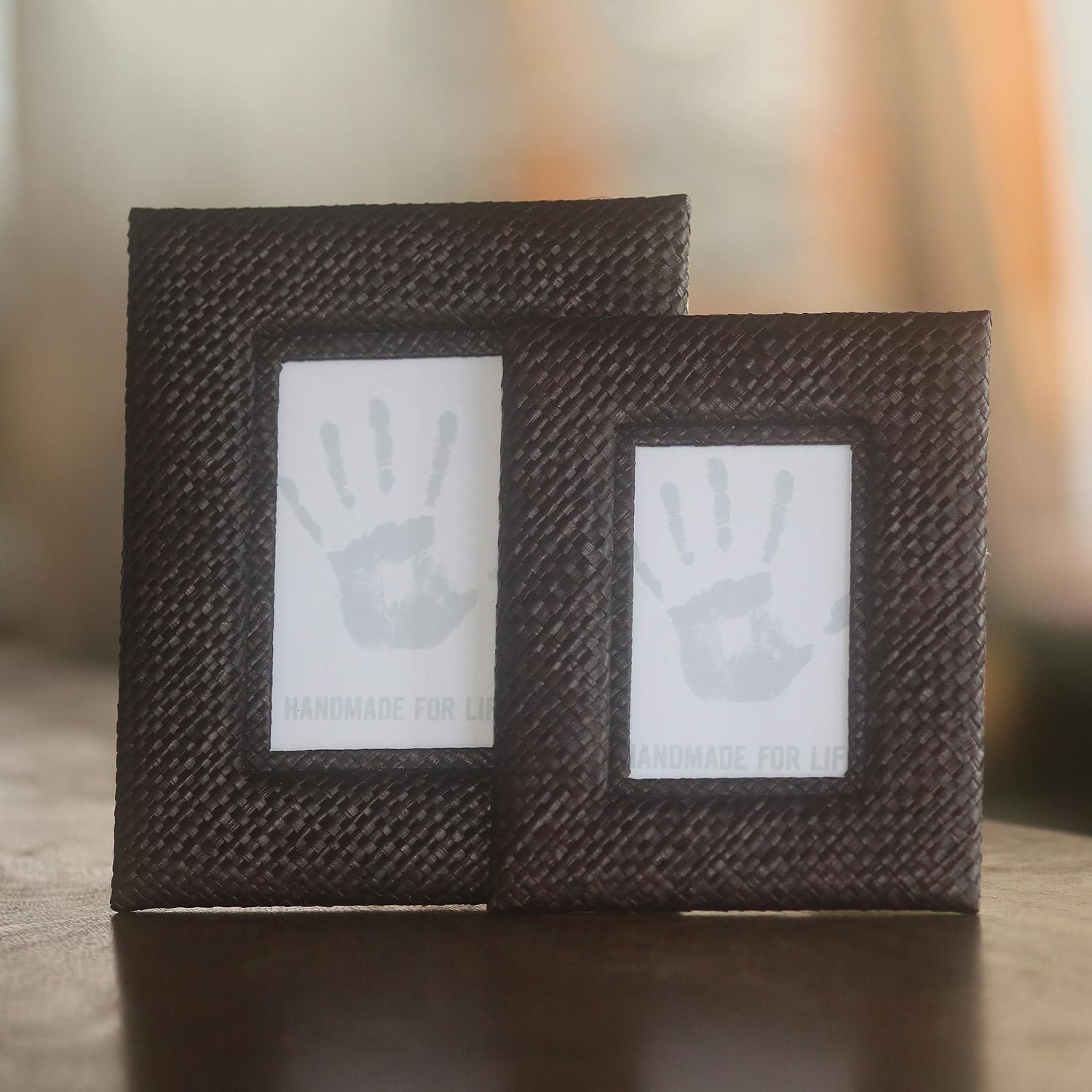 NOVICA Brown Natural Fiber Eco-Friendly Frame From Indonesia 'Nature's Balance'