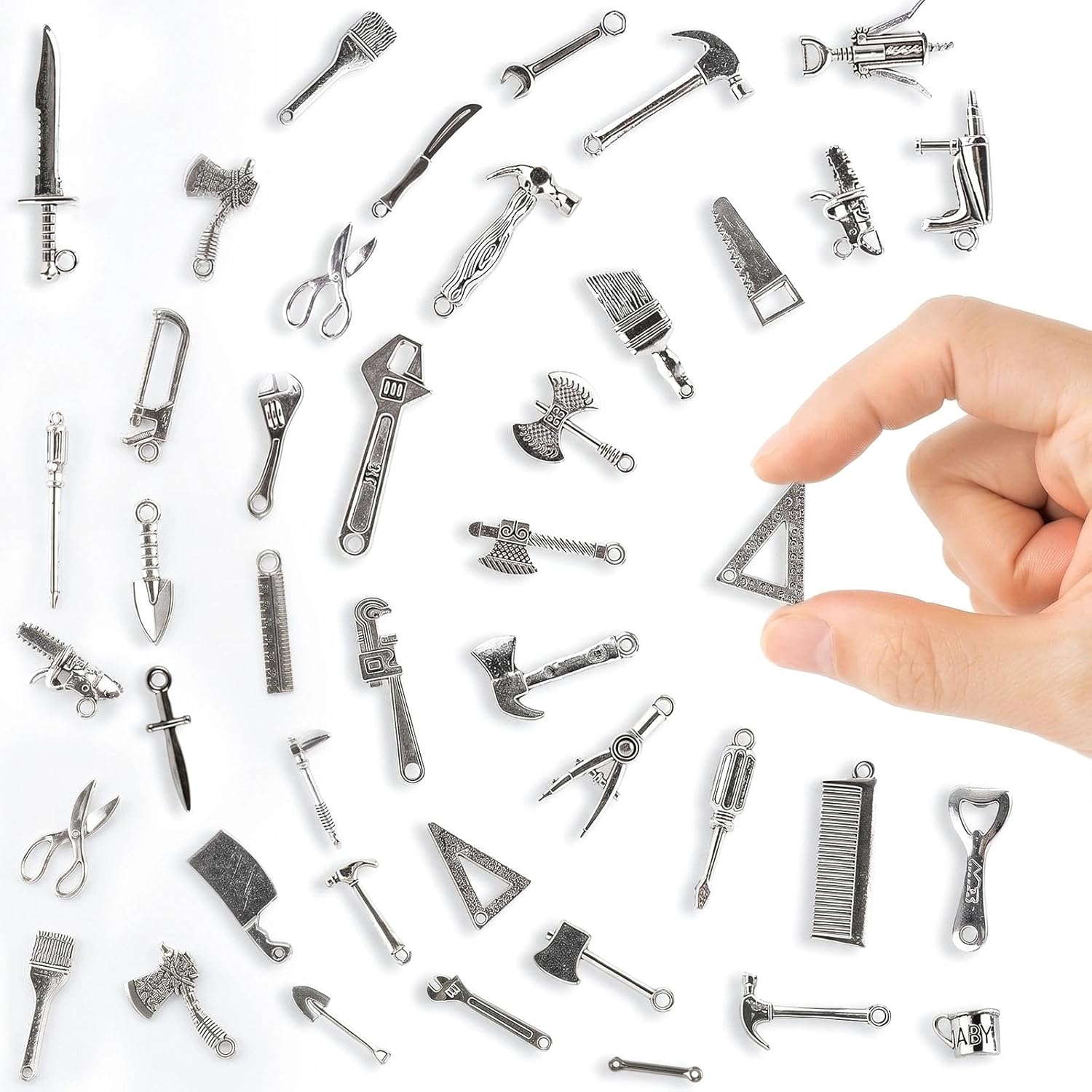 40PCS 1:12 Miniature Dollhouse Silvery Metal Home Repair Tools Micro Scene Model Work for Party Dollhouse Decoration Accessories Mini Yard Building Supplies Pretend Toy DIY Crafts Ornament