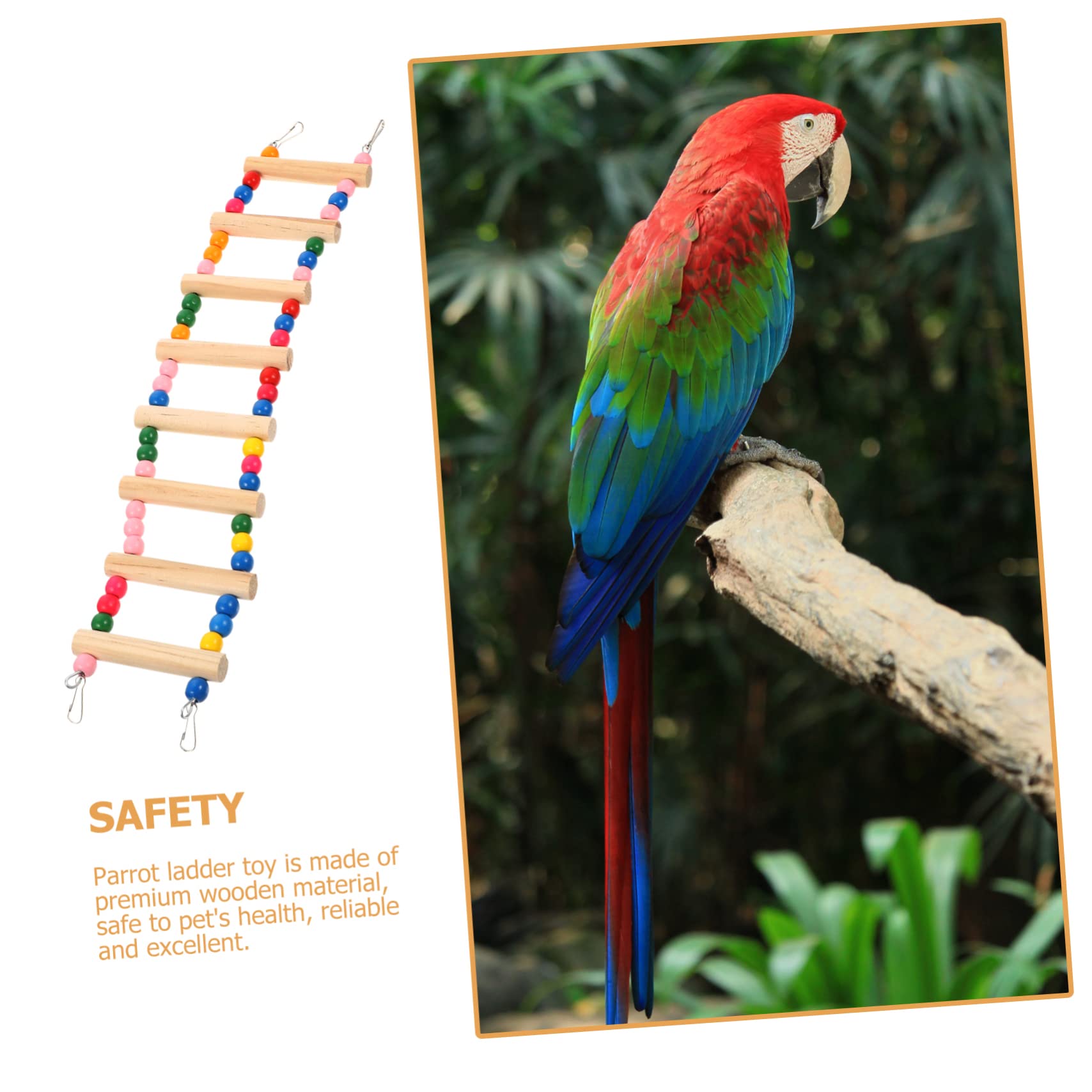 COLLBATH Wooden Parakeet Ladder Bird Toy Ladder Steps Colorful Climbing Ladder for Pet Birds