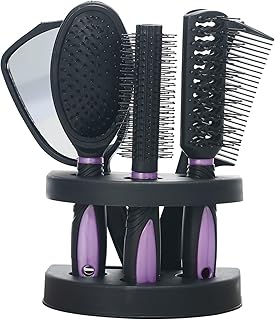 Conjunto de 5 pentes de cabelo Conjunto de espelhos de salão profissional Conjuntos de escovas de corte de cabelo Conjunto de ferramentas de modelagem de cabeleireiro para salão de beleza e suporte Conjunto de espelhos de pentes de cabelo,Escovas de corte de cabelo para salão de beleza,Ferramenta de estilização de cabeleireiro para salão de beleza,Suporte para escova de cabelo,Kits de pente Purple