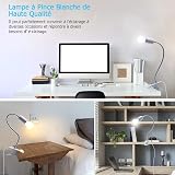Wrpacttg Lampe E27 à Pince, Lampe de Lecture, Lampe de Chevet LED, Douille E27 avec 350MM Col de Cygne, 220CM Cable avec Interrupteur, Clip de Base en Métal, Lampe a Pince pour Lit, pour Maquillage - 7