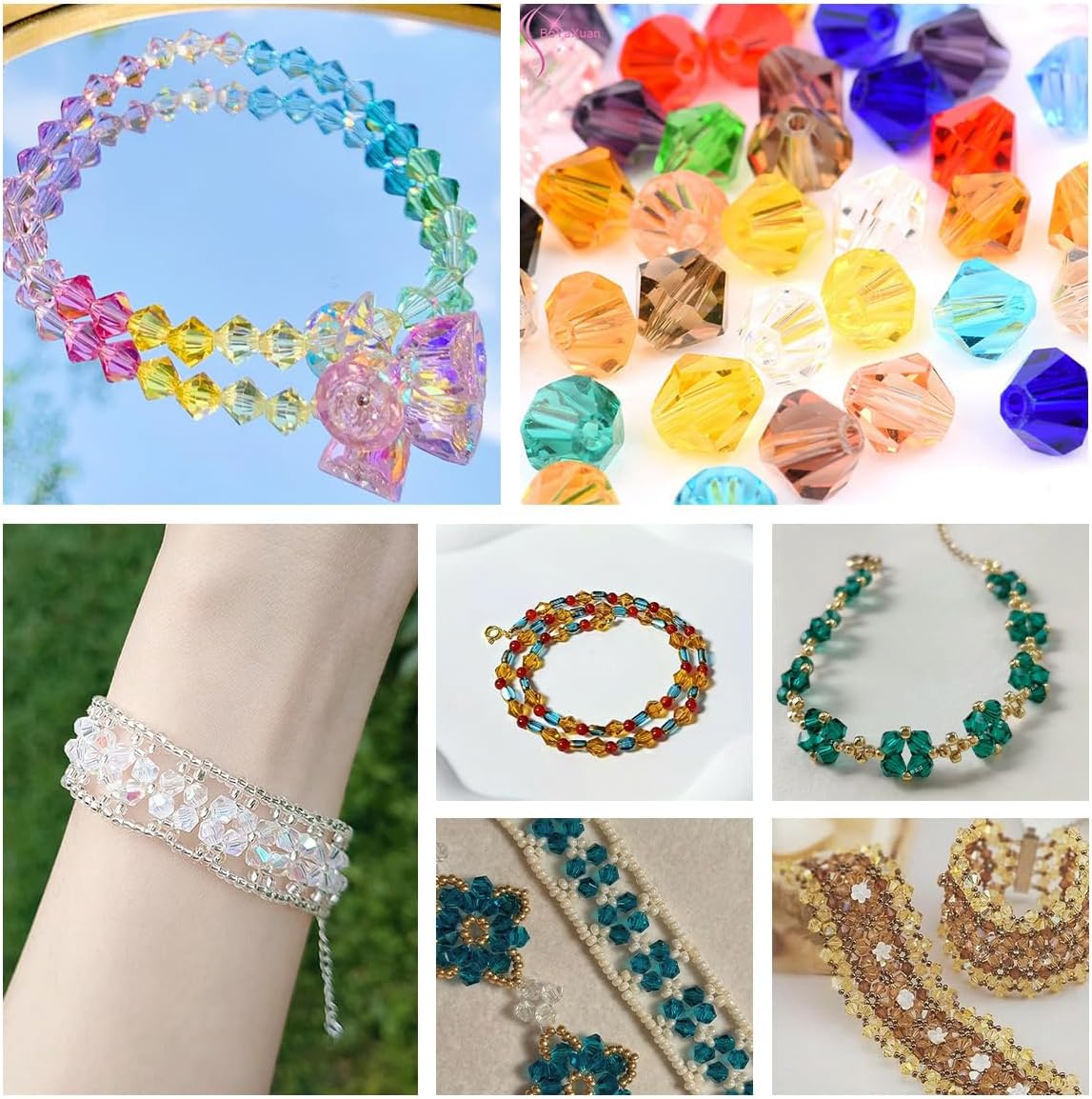 2800pcs Electroplated Tapered Crystal Beads Jewelry Making Kit -Sparkly Beads for Bracelet Making Kit 28 Colors 4mm Crystal Glass Beads Bracelet Necklace Making Kit DIY Crafts, Gifts for Adults Women - Image 7