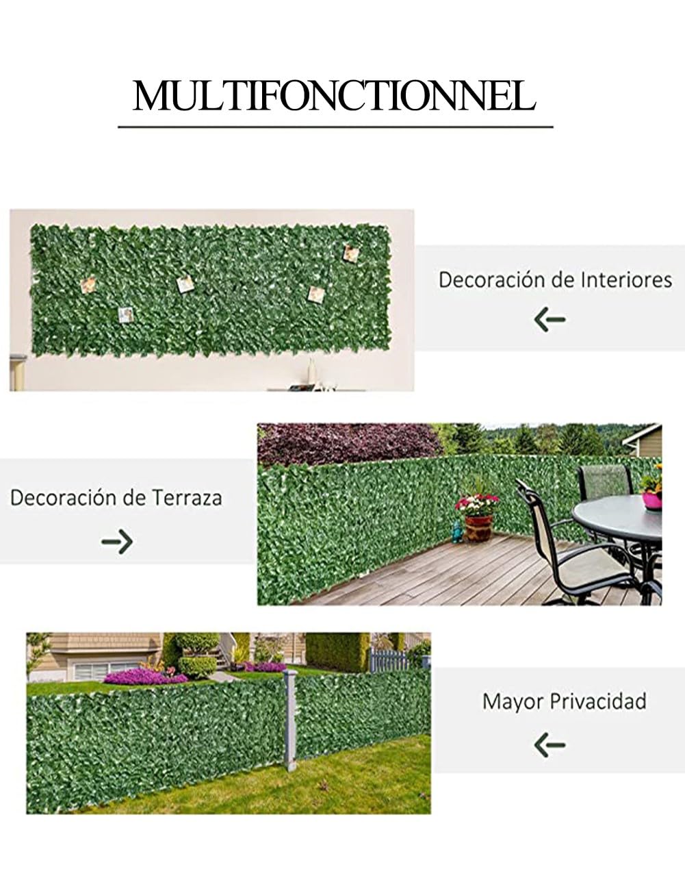 MAJHER Haie Artificielle Balcon 1m50 x 5m, Brise Vue Jardin Haie Artificielle en Rouleau, Haie Feuillage Artificiel, Clôture d'intimité, écran de Jardin pour Balcon Cour Arrière Patio(Color:02)