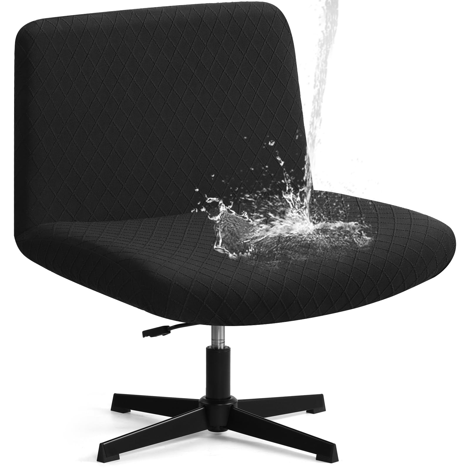 YISUN Waterproof Criss Cross Chair Cover, Stretch Armless Chair Slipcover Washable Removable Office Desk Chair Covers, Mid Back Wide Seat Accent Chair