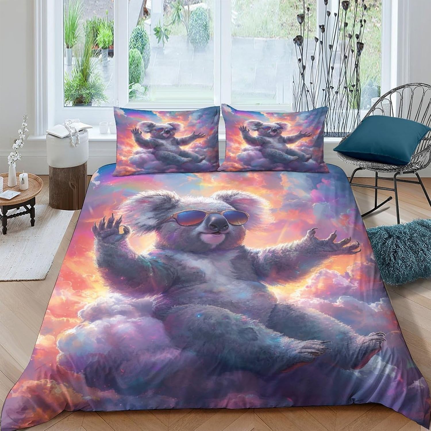 Housse de couette koala 260x230 anti-glissement avec zip pour en finir avec la couette qui bouge