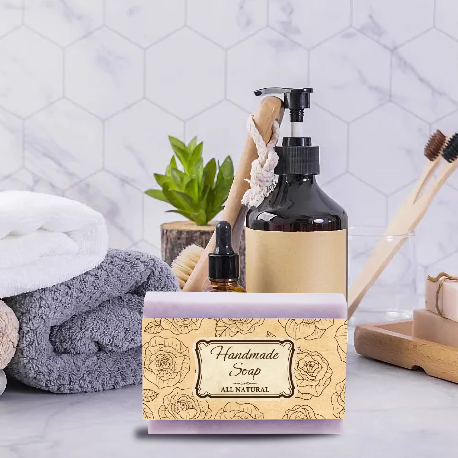 CREATCABIN 100 pz. Confezione Sapone 10 Stili Nastro Carta Sapone Motivo Floreale Vintage Etichette Verticali Sapone Fascette Forniture Imballaggio Saponette Fatte A Mano Confezioni Regalo 5x21cm