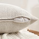 MIULEE Pack of 4 Couch Throw Pillow Covers 18x18 Inch Neutral Soft Decorative Chenille Pillow Covers Farmhouse Cushion Covers for Home Decor Sofa Bedroom Living Room