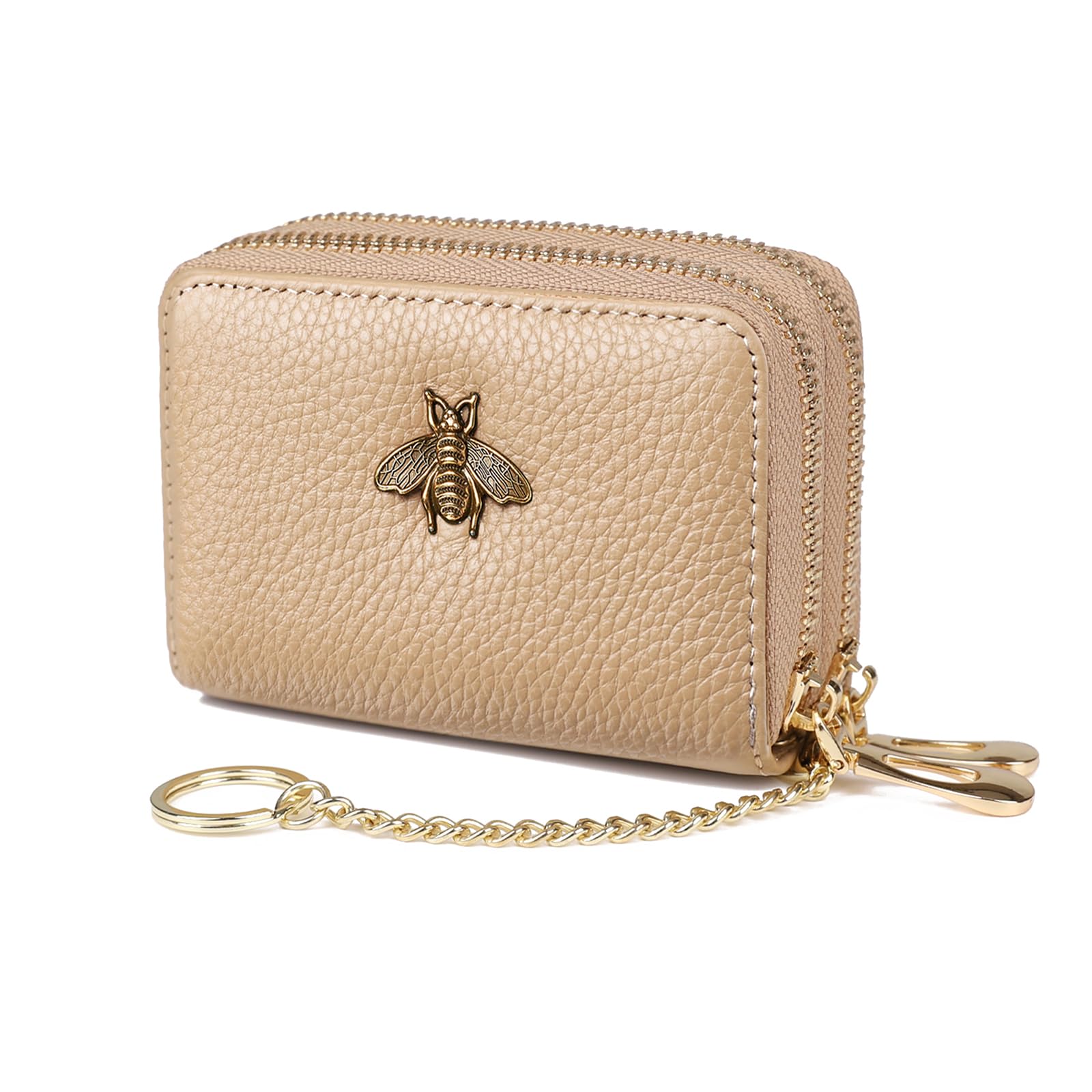 imeetu RFID Credit Card Holder, Small Leather Zipper Card Case Wallet for Women