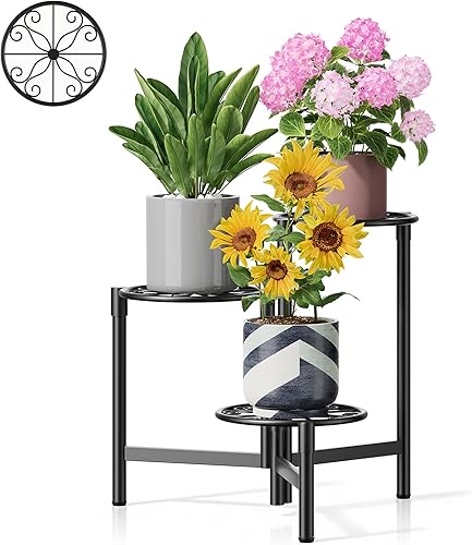Miniatura 21 de Soporte de plantas de metal de 5 niveles para interiores y exteriores, estante alto de esquina para múltiples plantas, soporte plegable para Flor