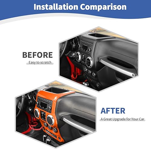 Miniatura 9 de RT-TCZ Para Wrangler JK Dash Panel de Control Cubierta Adhesivo para Jeep Wrangler JK JKU 2011-2017 Púrpura Interior Accesorios 2 unids