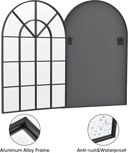Miniatura 5 de Suidia Espejo de pared, rectangular de 24 x 36 pulgadas, espejos decorativos para ventana, marco de metal, decoración de pared de granja, espejo de