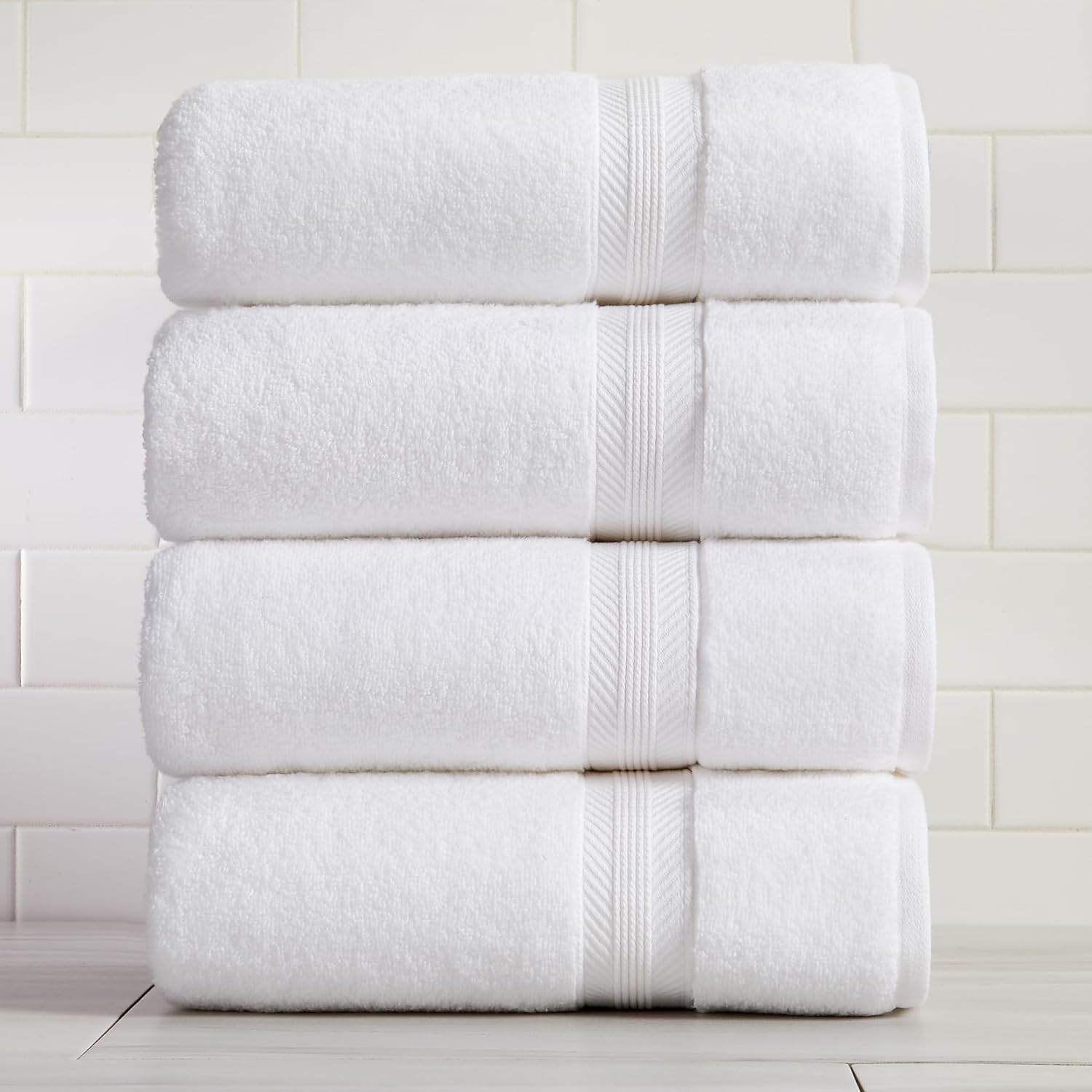 Springtree Home White Bath Towels Set of 4 | Ultra Quick Dry Bath Towels | 100% Combed Cotton | Absorbent Quick-Dry Towels for Bathroom | Oeko-TEX® Standard 100 Cotton | Queenstown Collection - White