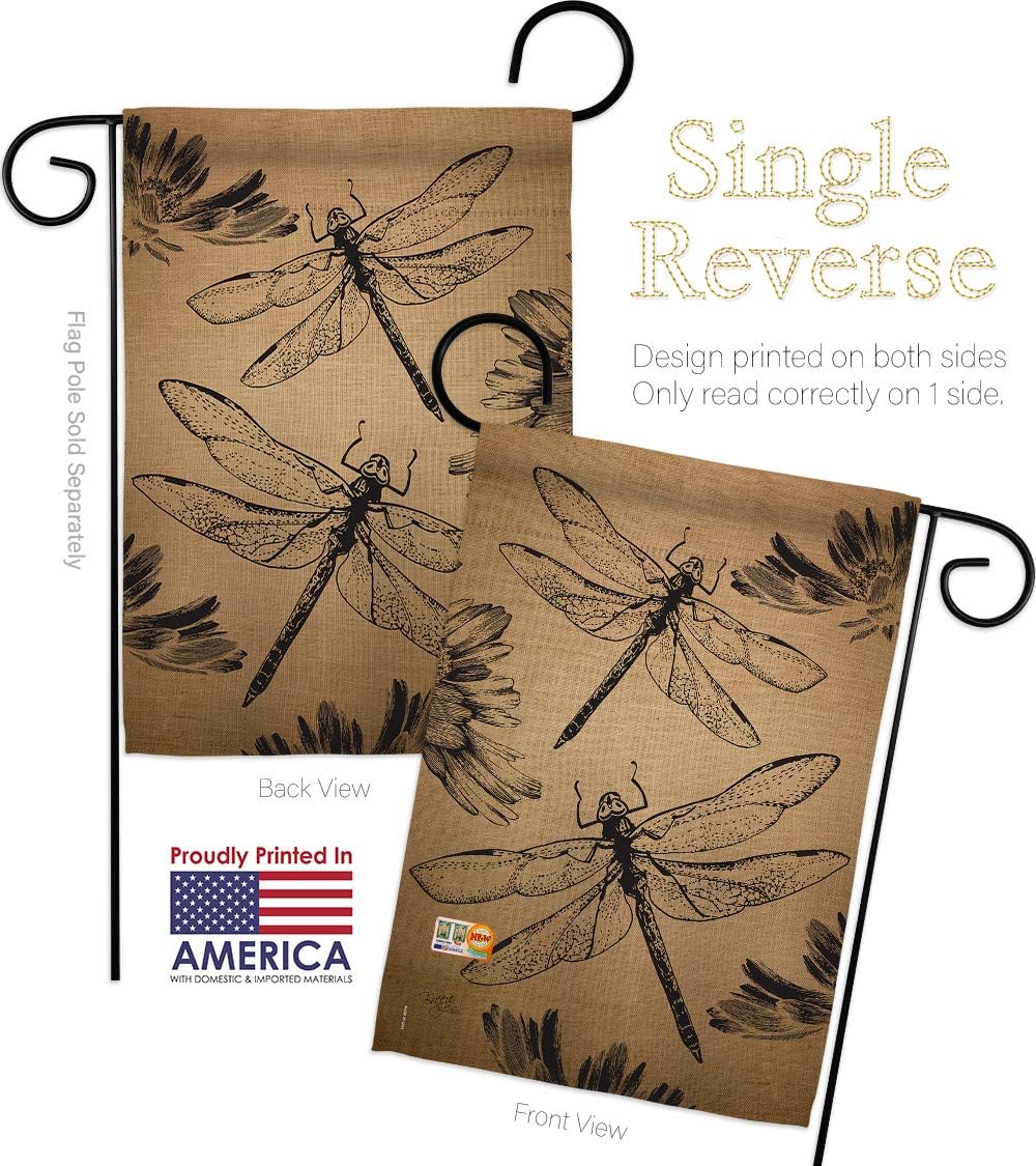 Dragonfly Garden House Flags Set Friends Butterfly Ladybugs Bee Springtime Insect Natural Wildlife Small Decorative Gift Yard Banner Made In USA 28 X 40