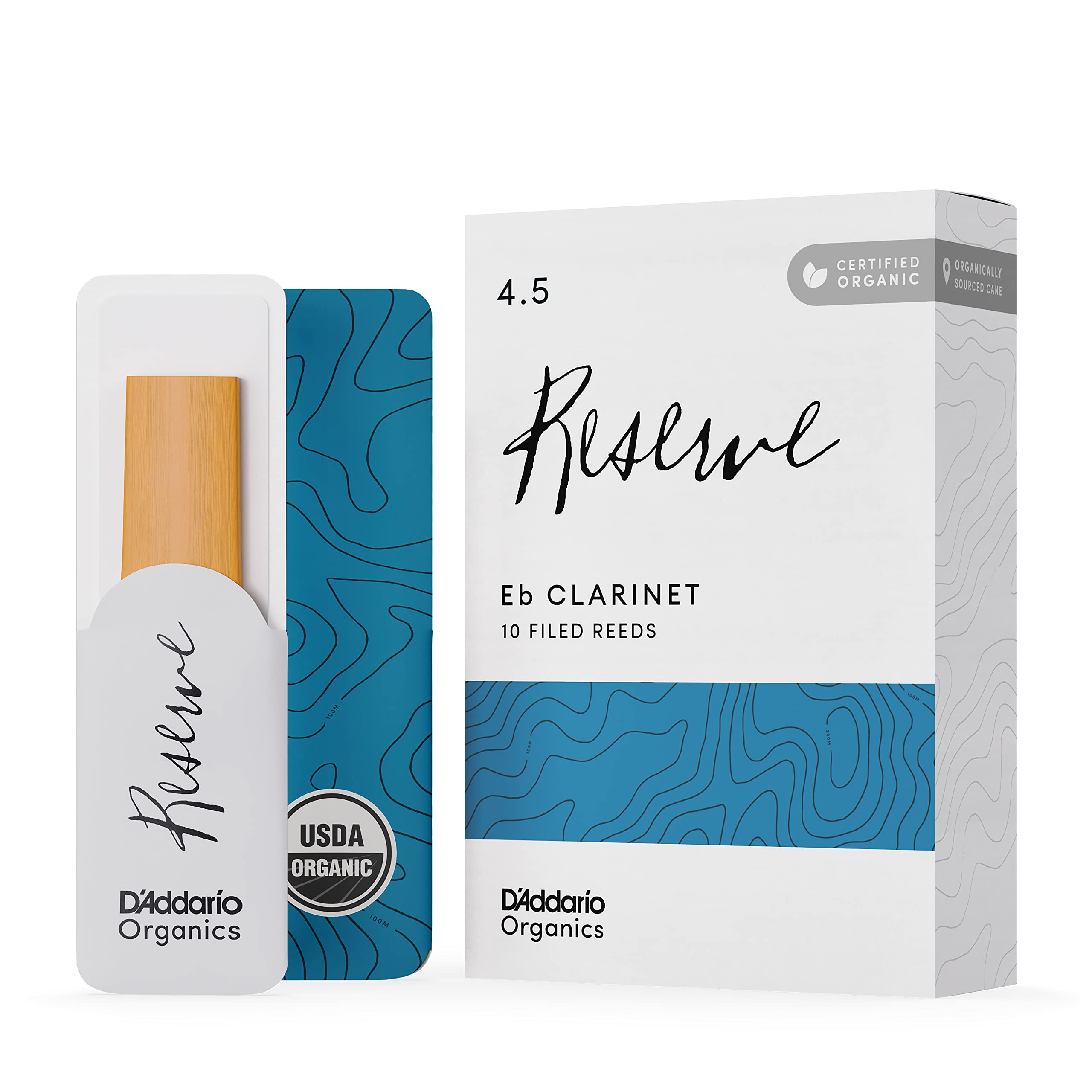 D'Addario Orgánico Reserve Eb Cañas para Clarinete - Cañas Clarinete - La Primera y única Caña Ecológica - 4.5 Fuerza, 10 Paquete