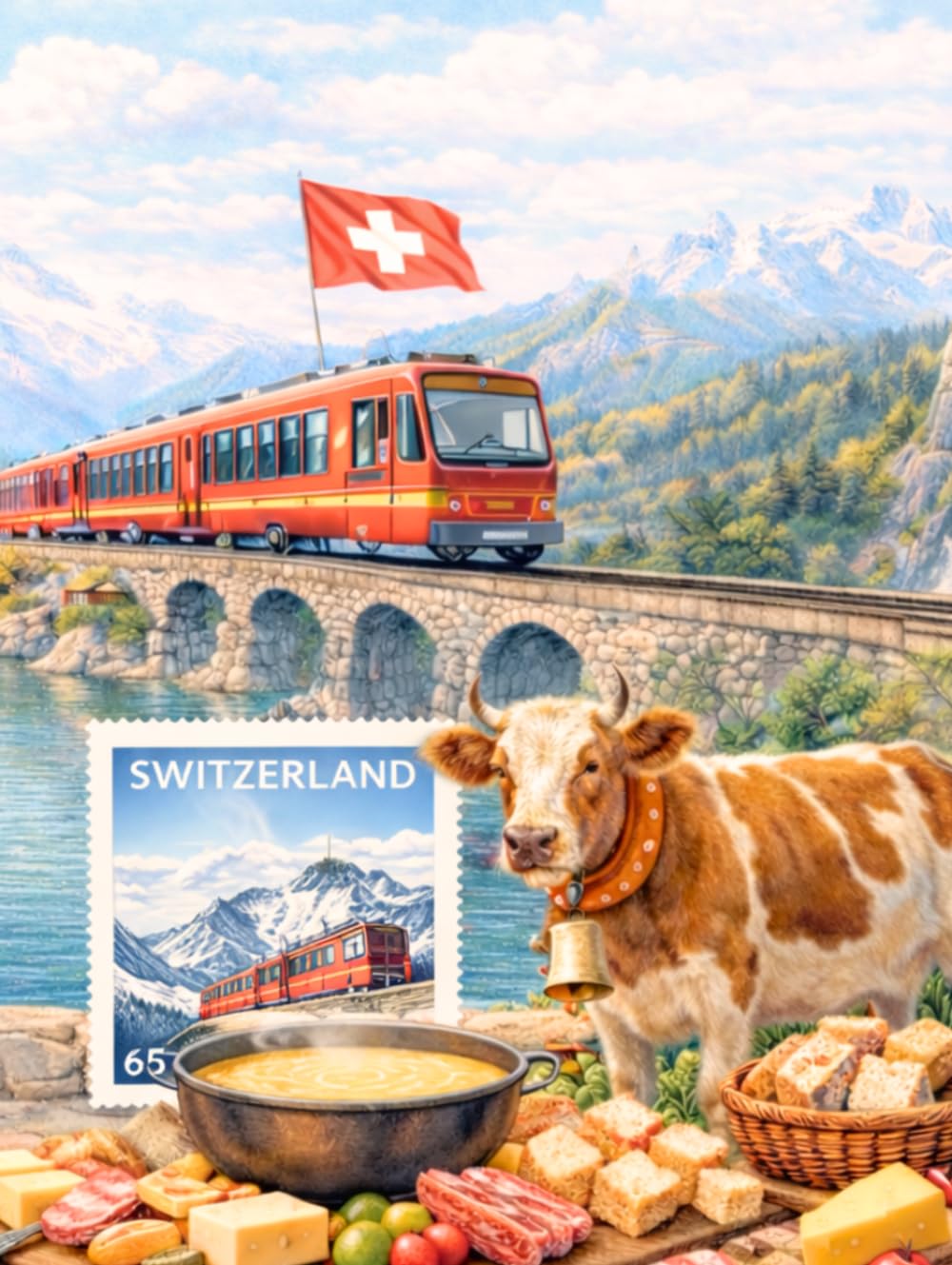 Switzerland Travel Scrapbook: A travel memory book to print, paste and remember your trip      Hardcover – March 5, 2026