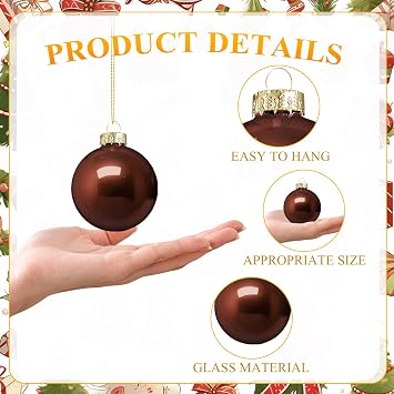 24 Pcs Glass Christmas Ornaments, 2.36, Stylish, Bronze Color