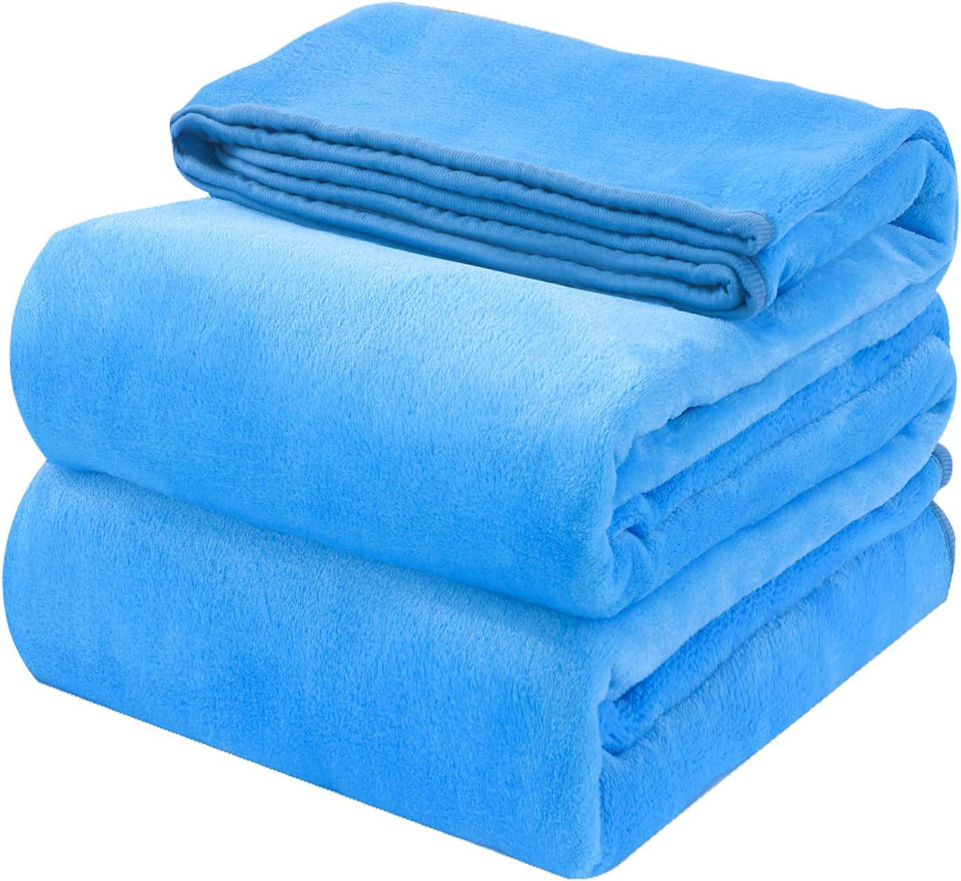 OBOEY Polar Fleece Blankets Queen Size for Spring Summer All Season 350GSM Lightweight Microfiber Anti-Static for Bed, Couch, Home, Sofa, Car, Airplane, and Outdoors 90" x 90"(Lake Blue Queen)
