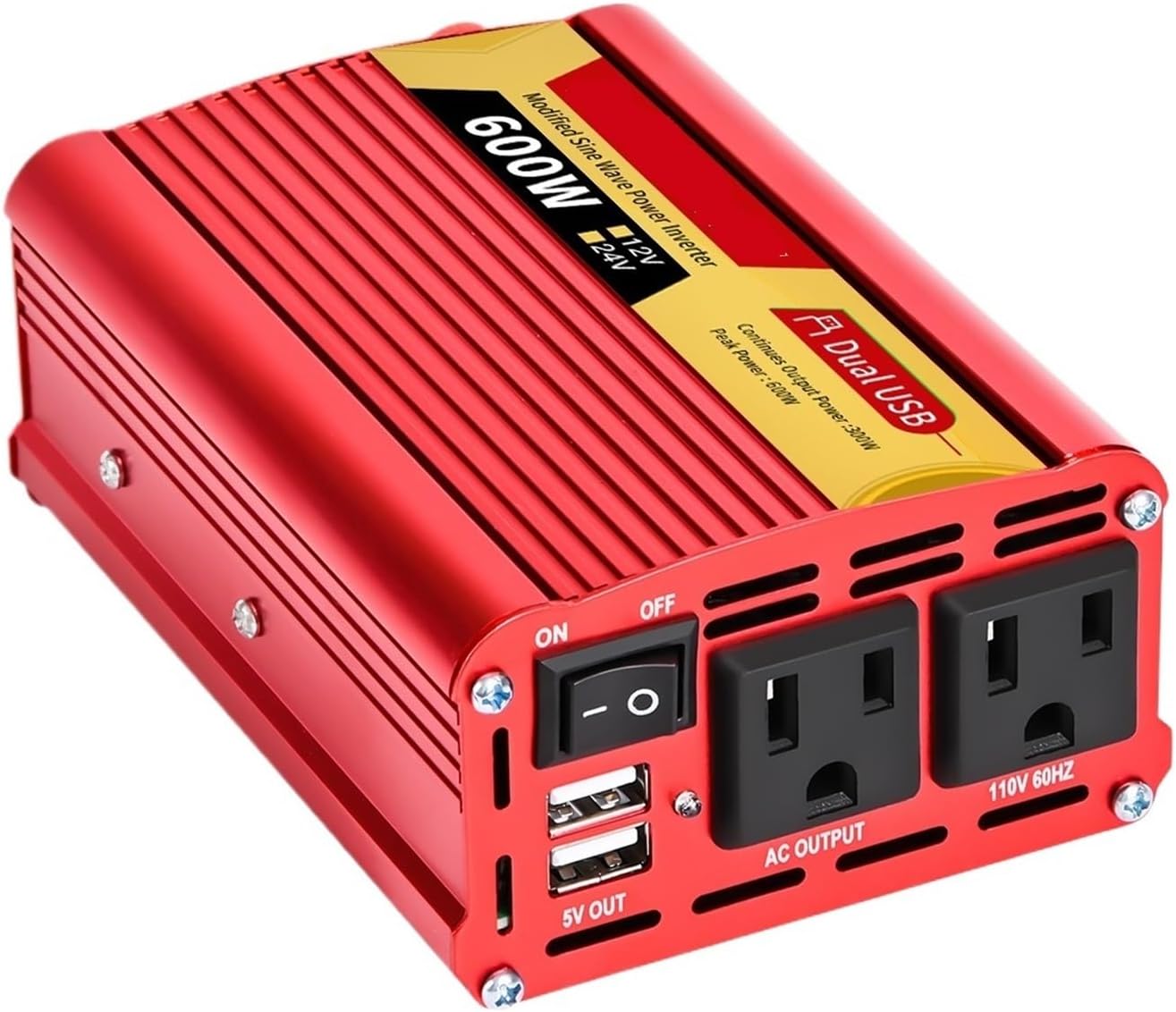 600W Car Inverter DC 12V to 110V/220V 60HZ AC Power Inverters with Dual U/S/B Ports and Fast Charging Ports Car Charger Adapter(2000W 12V,110V 60HZ_U+S+A)
