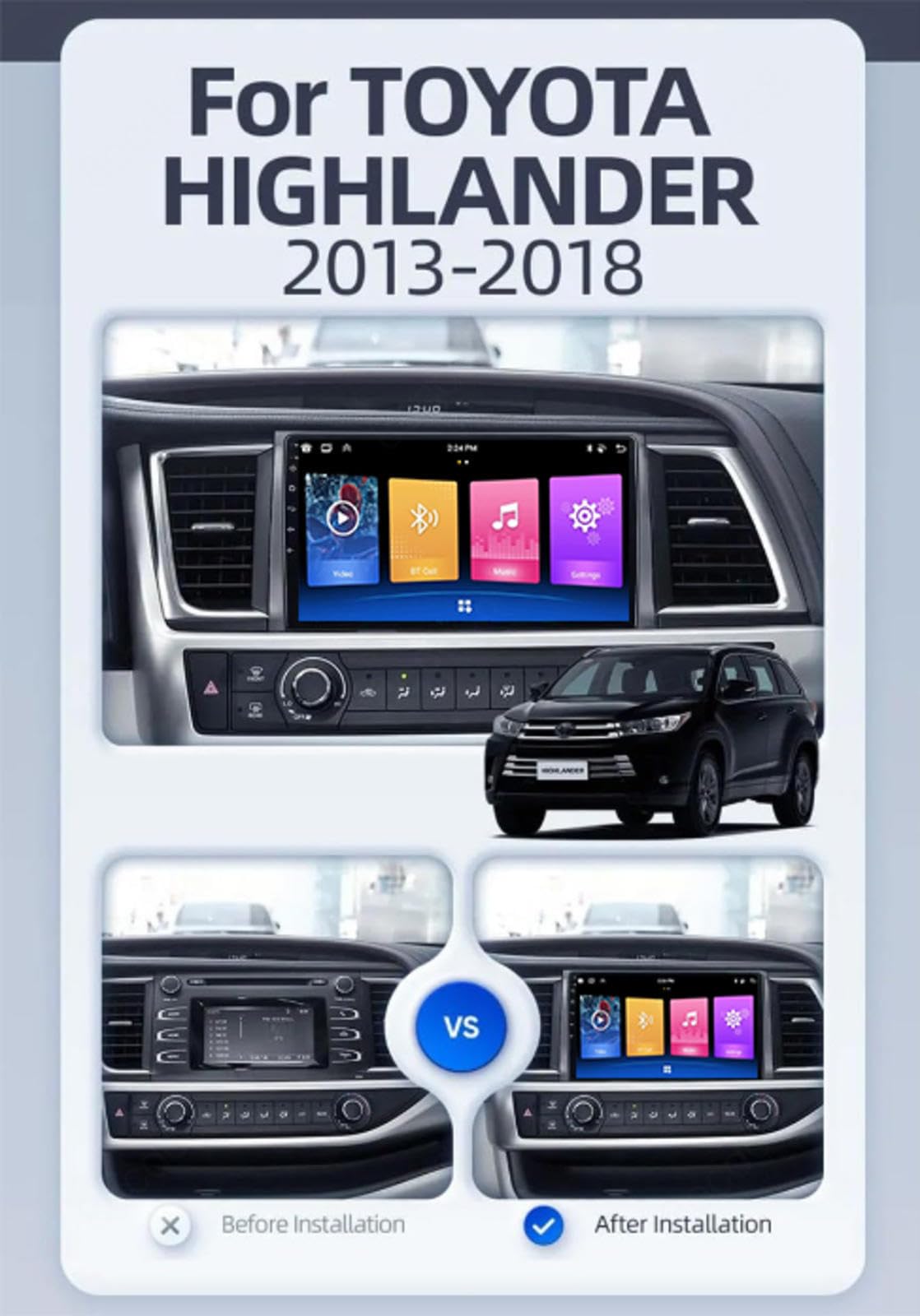 Android 15 Car Stereo 9" Samochód Dla Toyota Highlander 3 XU50 2013-2018,M111