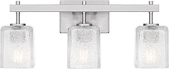 Quoizel Brenthouse Bath Vanity Light, 22.5 Inch 3-Light Bathroom Fixture, Brushed Nickel Modern Industrial Light, 100W Max, for Bathroom, Bedroom or Kitchen