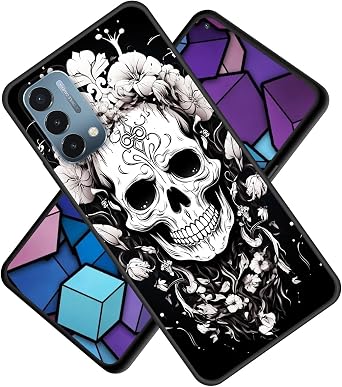 for OnePlus Nord N200 Case,Premium TPU Ultra Thin Flexible Shock Absorbent Silicone Rubber Protective Cover for OnePlus Nord N200 6.49 inch 2021,Black and White Skull Face